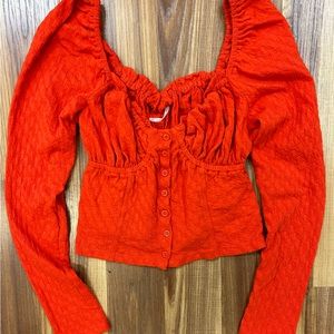 Red free people red crop blouse